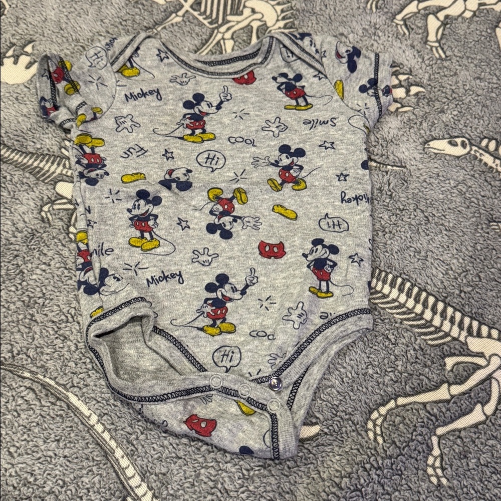 Mickey Mouse Gray Baby Onesie